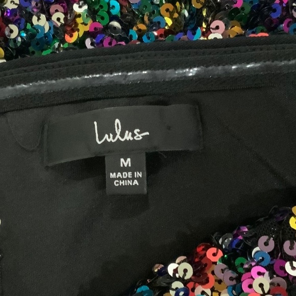 Lulus Sequin Cut Out Multicolor Strapless Party Mini Dress Size Medium - Picture 7 of 9